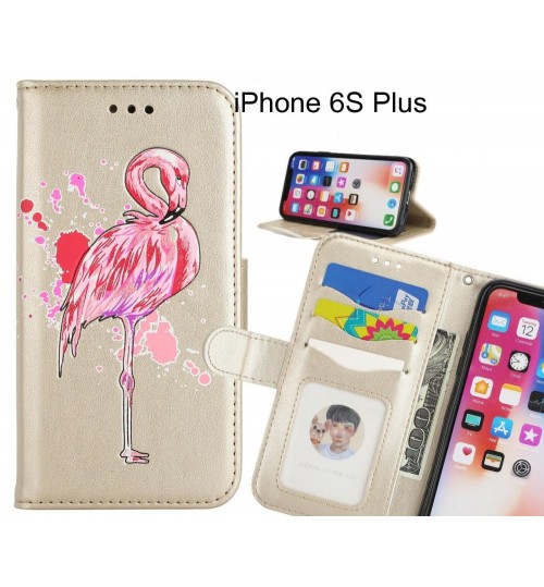 iPhone 6S Plus case Embossed Flamingo Wallet Leather Case
