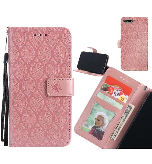 Huawei Y6 2018 Case Leather Wallet Case embossed sunflower pattern