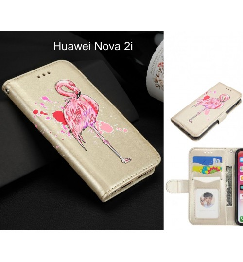 Huawei Nova 2i Case Wallet Leather Case Flamingo Pattern
