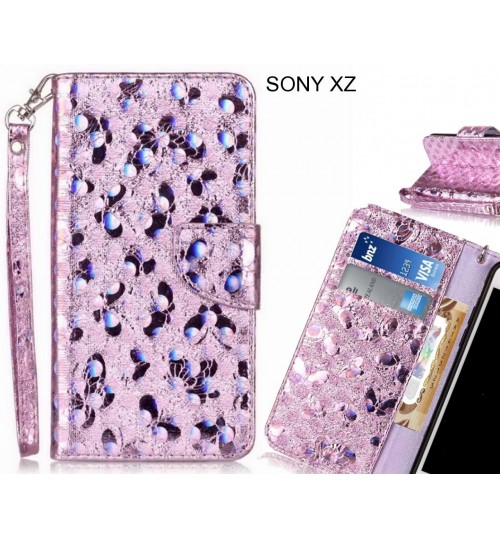 SONY XZ Case Wallet Leather Flip Case laser butterfly