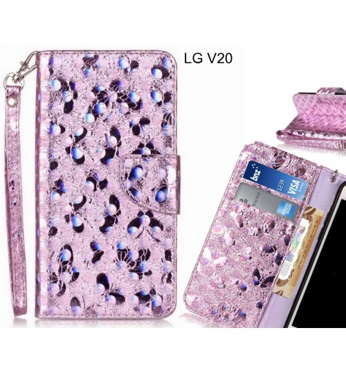 LG V20 Case Wallet Leather Flip Case laser butterfly