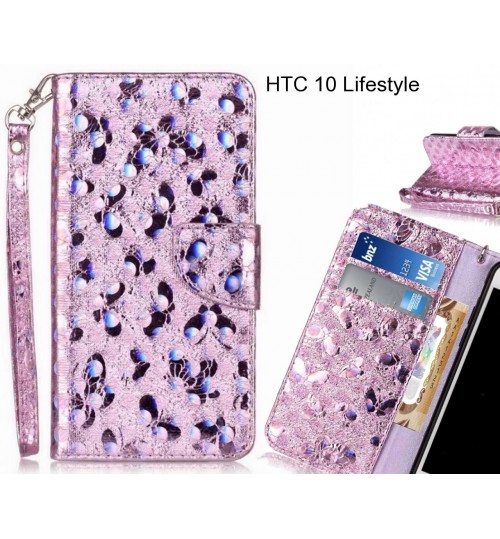 HTC 10 Lifestyle Case Wallet Leather Flip Case laser butterfly