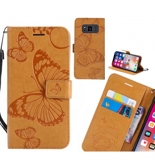 Galaxy S8 Active Case Embossed Butterfly Wallet Leather Case