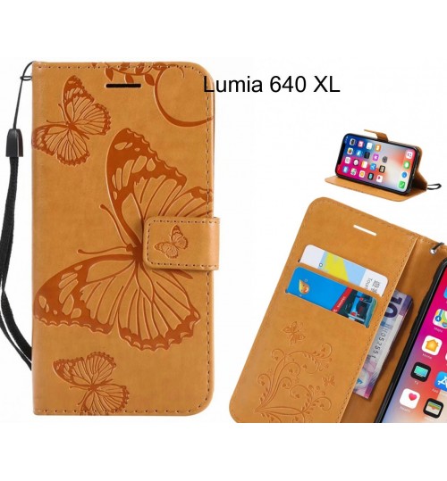 Lumia 640 XL Case Embossed Butterfly Wallet Leather Case