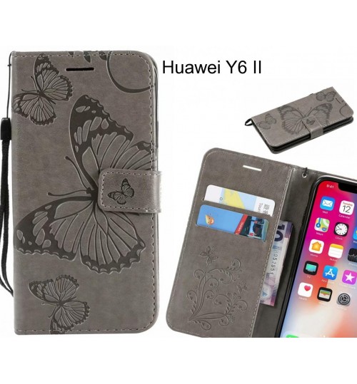Huawei Y6 II Case Embossed Butterfly Wallet Leather Case