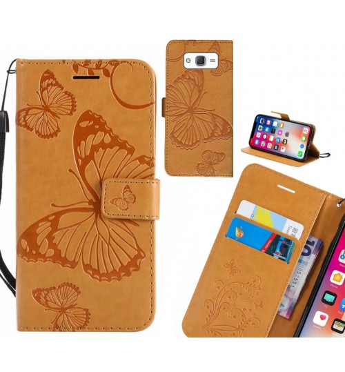 Galaxy J5 Case Embossed Butterfly Wallet Leather Case