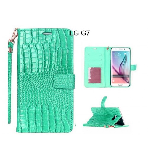 Lg G7 Case Croco Wallet Leather Case - Green