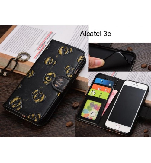 Alcatel 3c  case Leather Wallet Case Cover