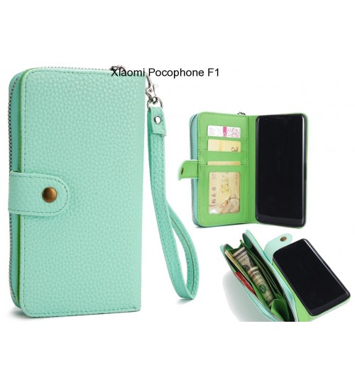 Xiaomi Pocophone F1 Case Coin Wallet Case Full Wallet Leather Case - Green