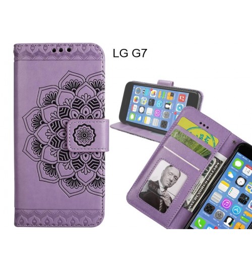 LG G7 Case mandala embossed leather wallet case