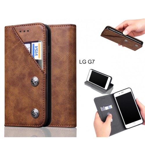 LG G7 Case ultra slim retro leather wallet case 2 cards magnet