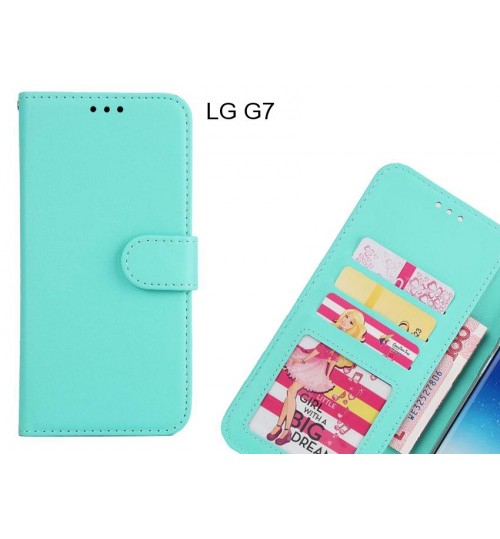 Lg G7  Case Magnetic Flip Leather Wallet Case - Green