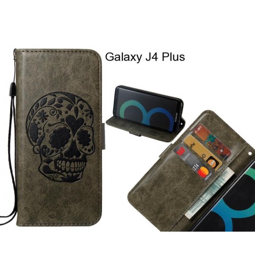 Galaxy J4 Plus case skull vintage leather wallet case