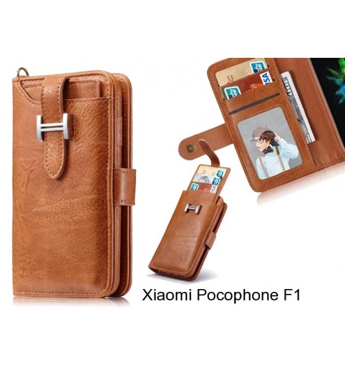 Xiaomi Pocophone F1 Case Retro Leather Case Multi Cards Cash Pocket - Brown