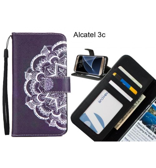 Alcatel 3c case 3 card leather wallet case printed ID