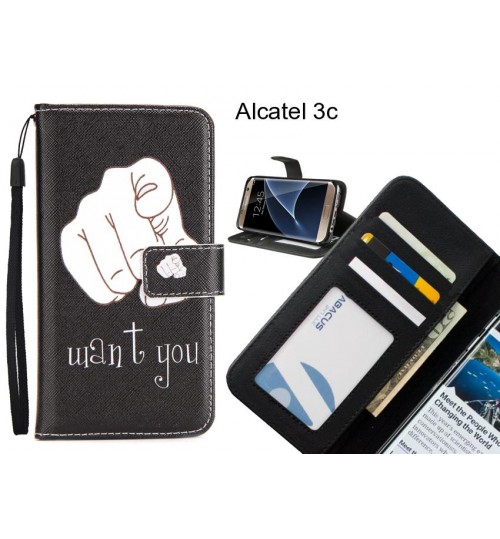 Alcatel 3c case 3 card leather wallet case printed ID