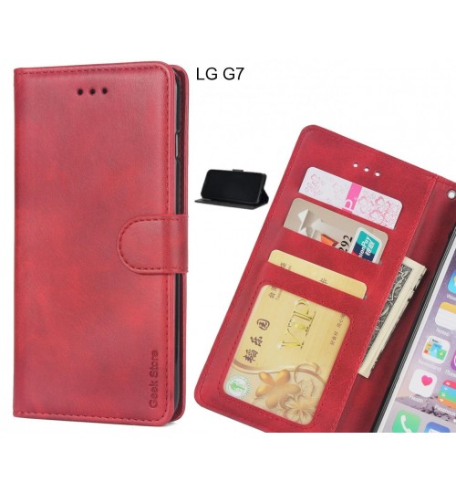 Lg G7 Case Executive Leather Wallet Case - Red
