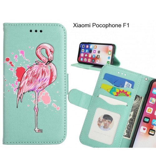 Xiaomi Pocophone F1 case Embossed Flamingo Wallet Leather Case