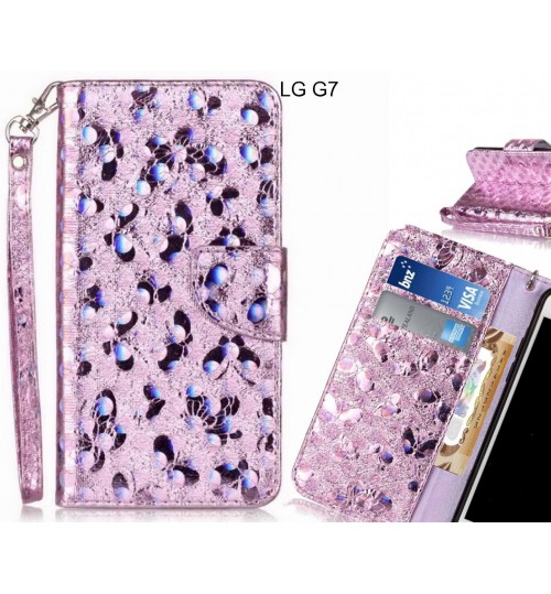 LG G7 Case Wallet Leather Flip Case laser butterfly