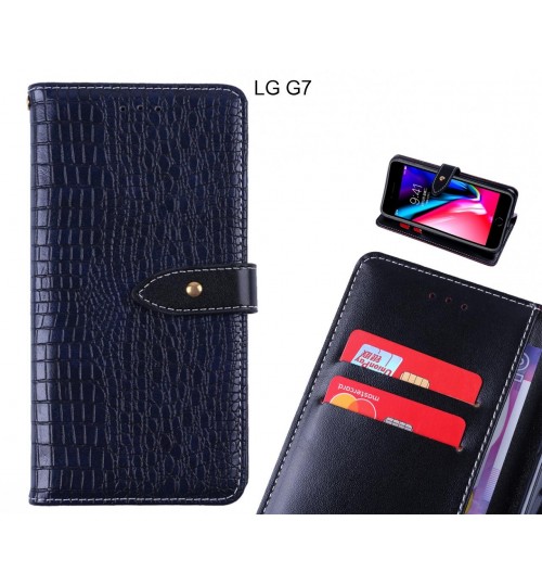 LG G7 case croco pattern leather wallet case