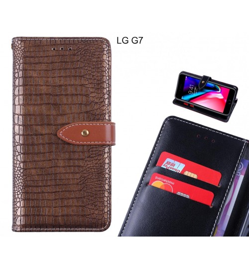 LG G7 case croco pattern leather wallet case
