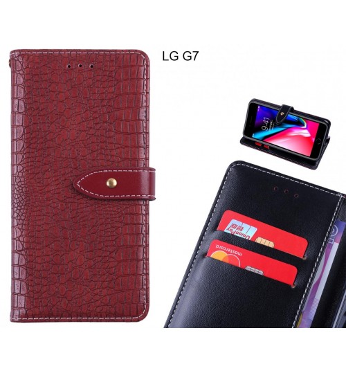 LG G7 case croco pattern leather wallet case