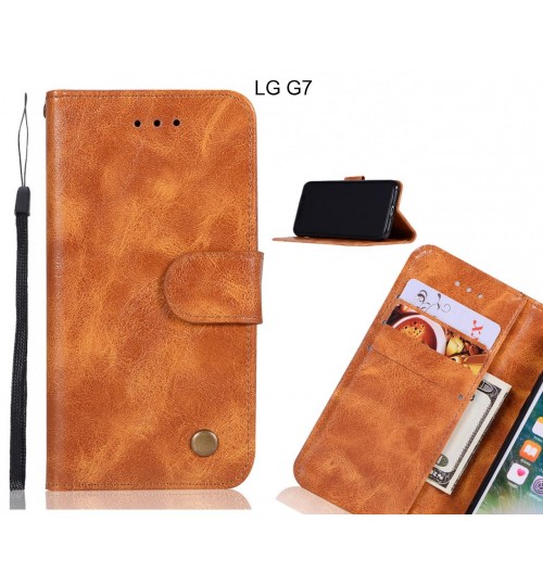Lg G7 Case Vintage Fine Leather Wallet Case - Brown