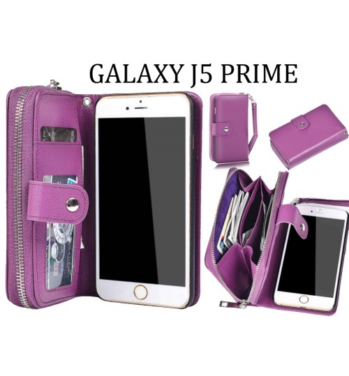 Galaxy J5 Prime Case Coin Wallet Case Full Wallet Leather Case - Purple