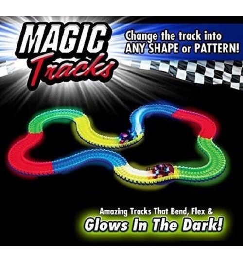 Magic Tracks The Amazing Racetrack that Can Bend, Flex Glow 11Ft 220pcs + 1car