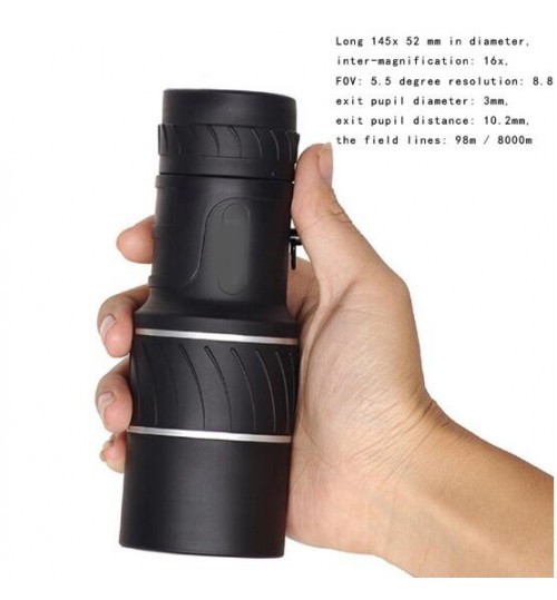 16X52 Double Adjustable HD Wide-angle 1000 LLL Monocular