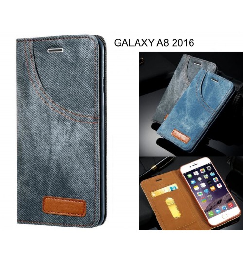 GALAXY A8 2016 case vintage jeans leather wallet case
