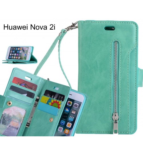 Huawei Nova 2i Case Multi Functional Wallet Case - Green