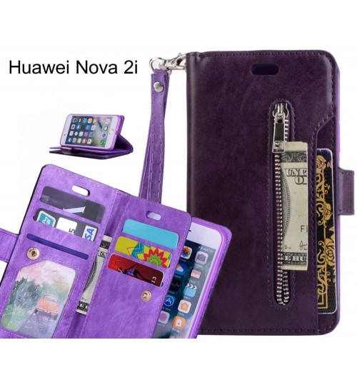 Huawei Nova 2i Case Multi Functional Wallet Case - Purple