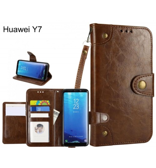 Huawei Y7 case executive fine leather wallet case