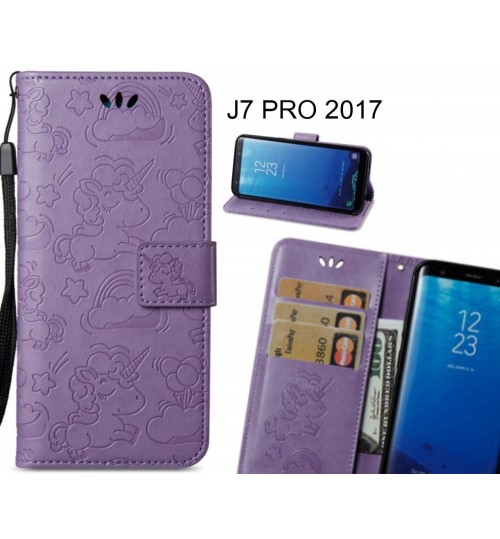 J7 Pro 2017 Case Wallet Leather Unicon Case - Purple