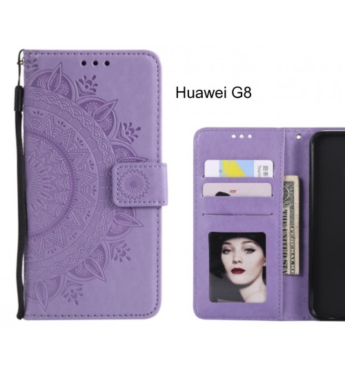 Huawei G8 Case Leather Wallet Case Mandala Embossed - Purple