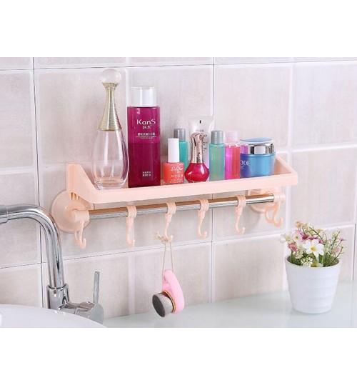 Wall Mounted Towel Rack Bathroom Rail Holder Storage Shelf Plastic