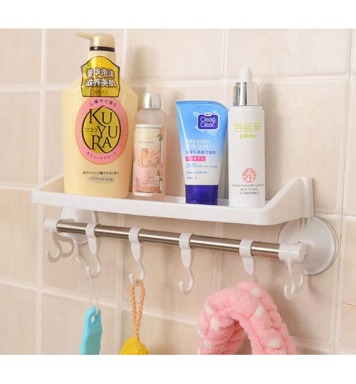 Wall Mounted Towel Rack Bathroom Rail Holder Storage Shelf Plastic