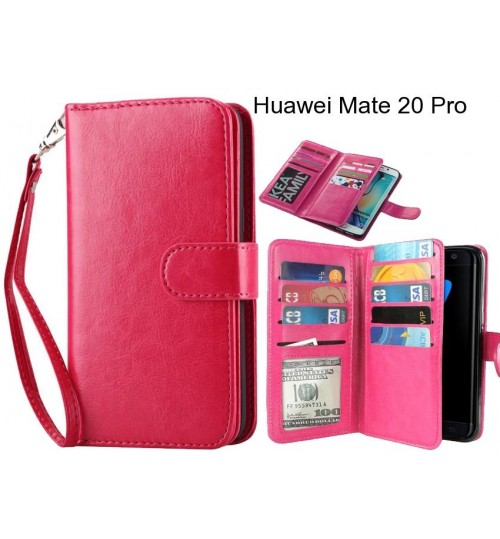 Huawei Mate 20 Pro Case Double Wallet Leather Case 9 Card Slots - Hot Pink