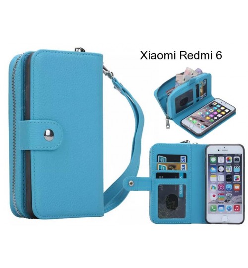 Xiaomi Redmi 6 Case Coin Wallet Case Full Wallet Leather Case - Sky Blue