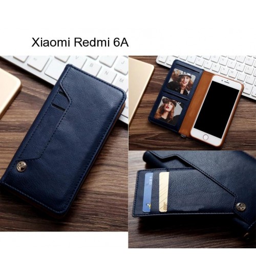 Xiaomi Redmi 6a Case Slim Leather Wallet Case 6 Cards 2 Id Magnet - Blue