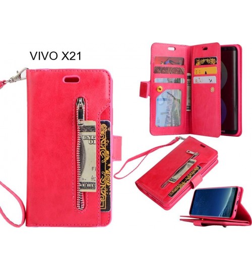 VIVO X21 case 10 cards slots wallet leather case with zip