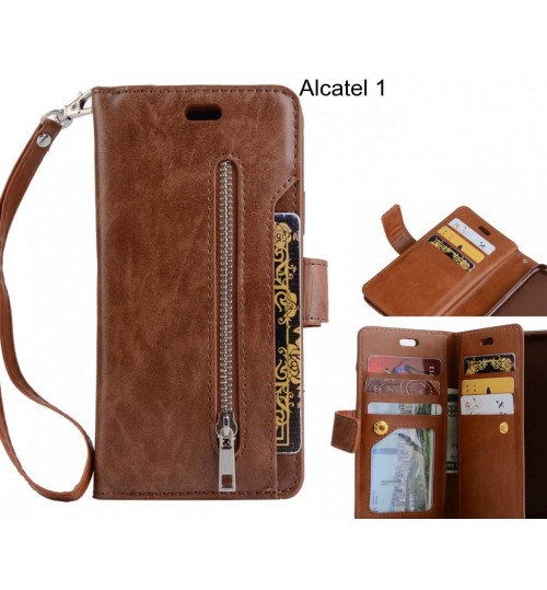 Alcatel 1 case 10 cards slots wallet leather case with zip