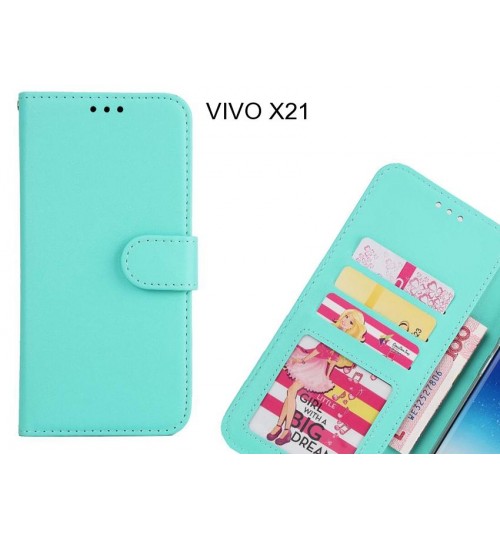 Vivo X21  Case Magnetic Flip Leather Wallet Case - Green