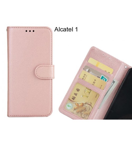 Alcatel 1  Case Magnetic Flip Leather Wallet Case - Rose Gold