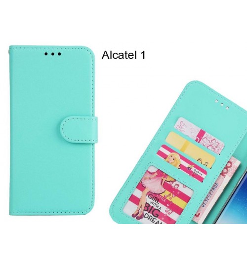 Alcatel 1  Case Magnetic Flip Leather Wallet Case - Green