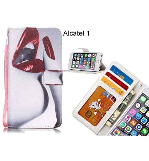 Alcatel 1 case 3 card leather wallet case printed ID