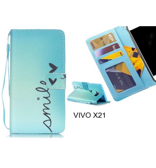VIVO X21 case 3 card leather wallet case printed ID