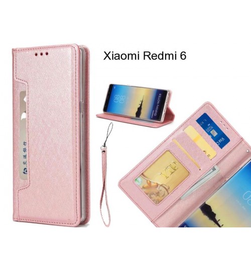 Xiaomi Redmi 6 case Silk Texture Leather Wallet case 4 cards 1 ID magnet