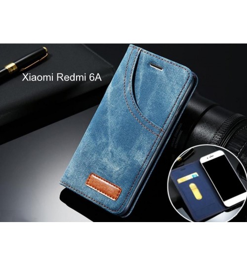 Xiaomi Redmi 6A case leather wallet case retro denim slim concealed magnet